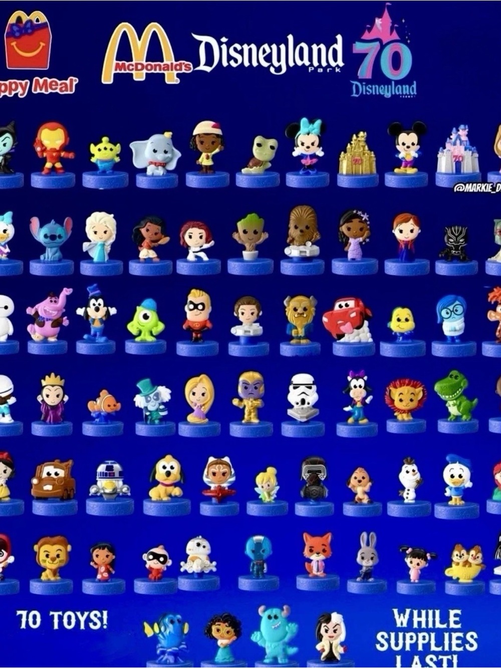 McDonald's Disneyland 70 Toy Collection - Blue Backing with Multicolor Figures